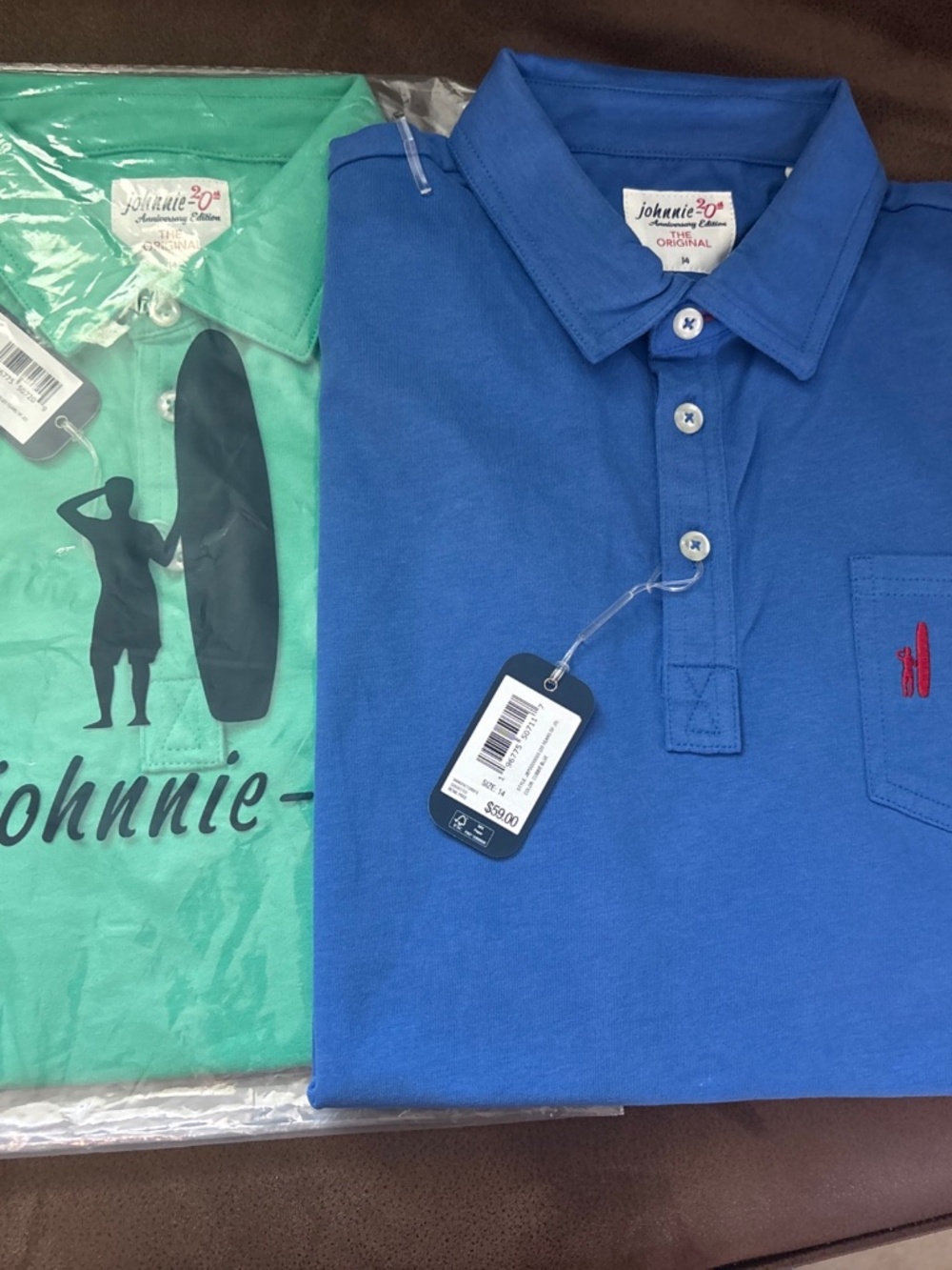 (2) Boys Youth Size 14 Johnnie-O Polos